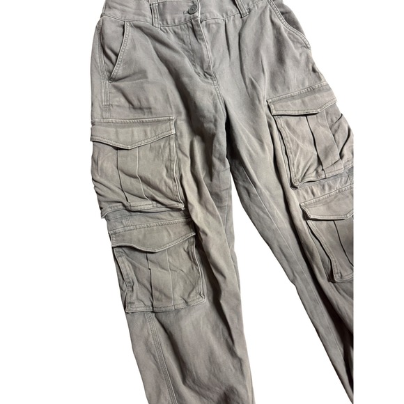 Oak + Fort Green High Waisted Multi Pocket Cargo Pants Cropped Joggers S Medium - Picture 2 of 12
